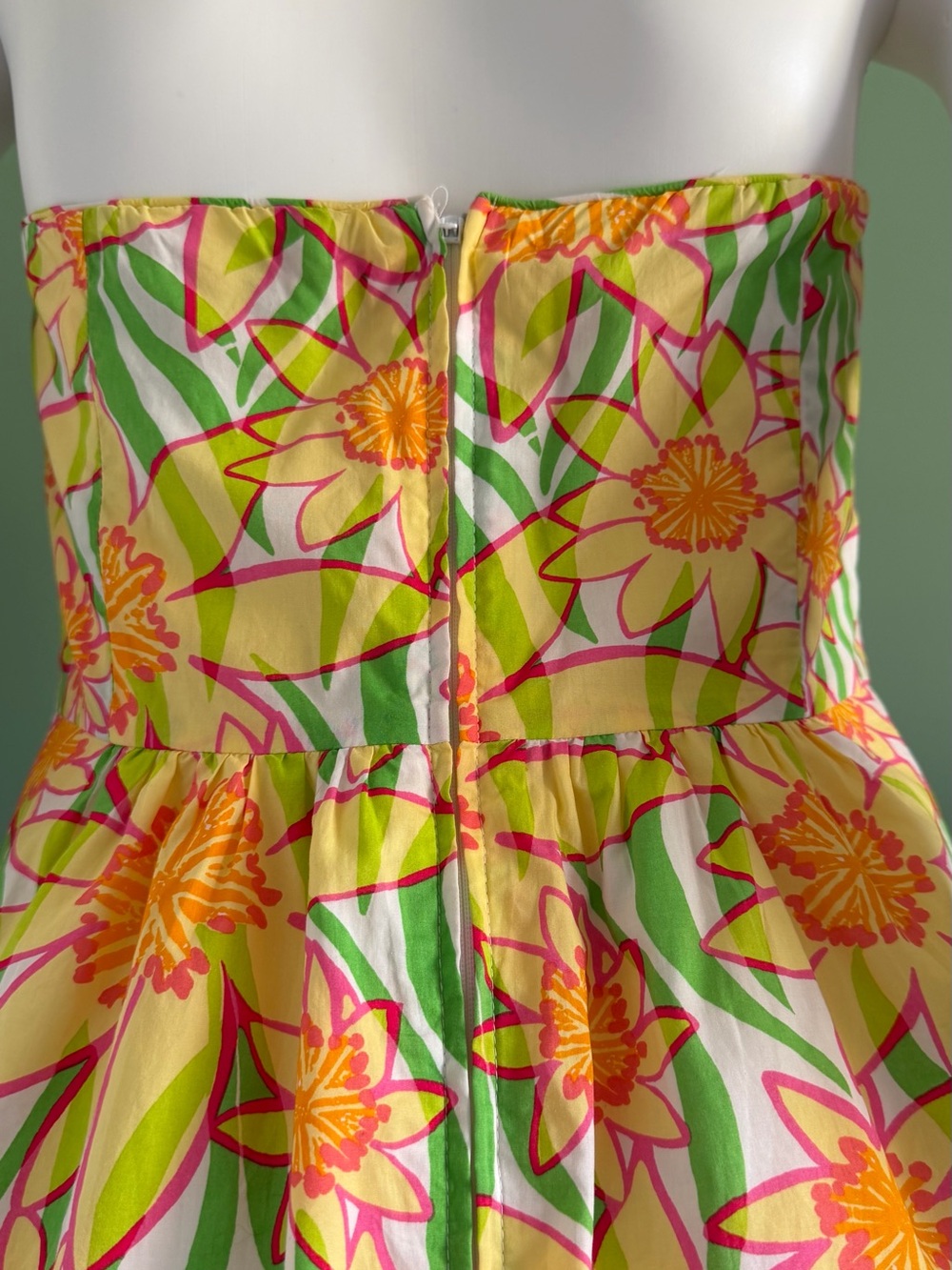 Lilly Pulitzer Strapless Daffodil Print Strapless Sundress in Yellow/Green/Pink - Picture 11 of 13